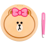 Line Friends Choco compact double mirror with tweezers 5 cm