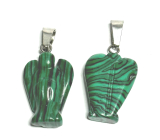 Malachite Angel guardian pendant hand cut 2 - 2,2 cm, stone of fulfilled wishes