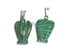 Malachite Angel guardian pendant hand cut 2 - 2,2 cm, stone of fulfilled wishes