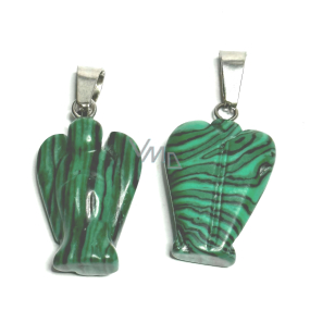 Malachite Angel guardian pendant hand cut 2 - 2,2 cm, stone of fulfilled wishes