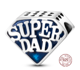 Sterling silver 925 Super Dad, bead on bracelet family