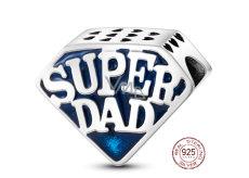 Sterling silver 925 Super Dad, bead on bracelet family