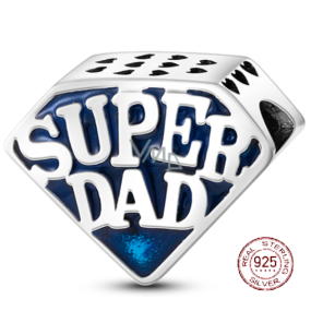 Sterling silver 925 Super Dad, bead on bracelet family
