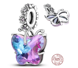 Charm Sterling silver 925 Murano glass butterfly, bracelet pendant symbol