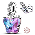 Charm Sterling silver 925 Murano glass butterfly, bracelet pendant symbol