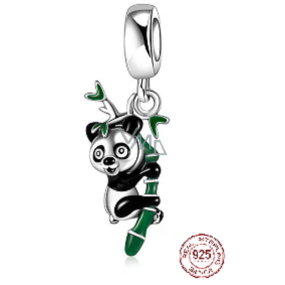 Charm Sterling silver 925 Panda on branch, animal bracelet pendant