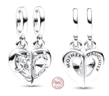 Charm Sterling silver 925 Mother and daughter, divisible heart, family bracelet pendant