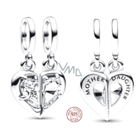 Charm Sterling silver 925 Mother and daughter, divisible heart, family bracelet pendant