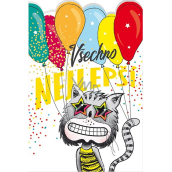 Nekupto Birthday wish Cat with balloons 115 x 170 mm