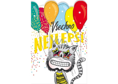 Nekupto Birthday wish Cat with balloons 115 x 170 mm