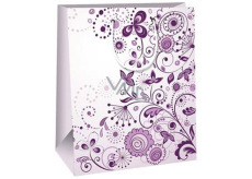 Ditipo Paper gift bag 26,4 x 13,6 x 32,7 cm Light purple with flowers and ornaments
