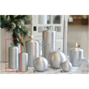 Lima Alfa candle silver cylinder 60 x 120 mm, 1 piece