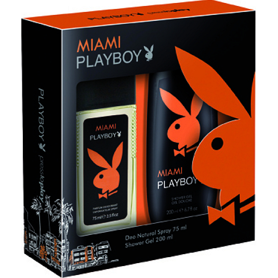Playboy Miami perfumed deodorant glass for men 75 ml + shower gel 200 ml, cosmetic set
