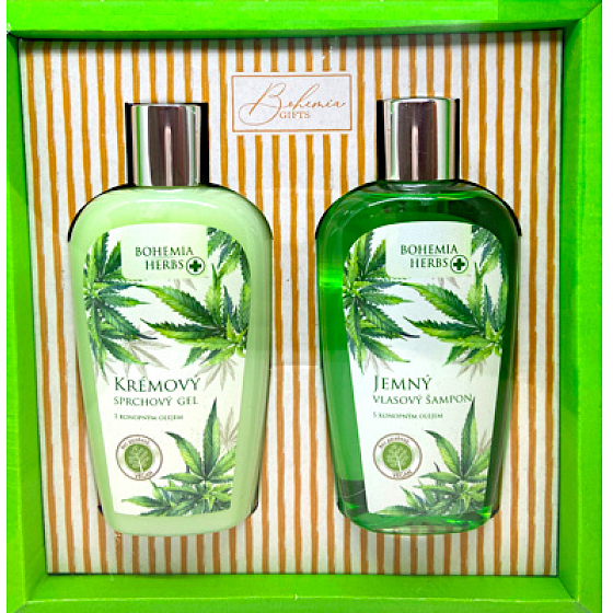 Bohemia Gifts Cannabis Hemp oil shower gel 250 ml + hair shampoo 250 ml, cosmetic set