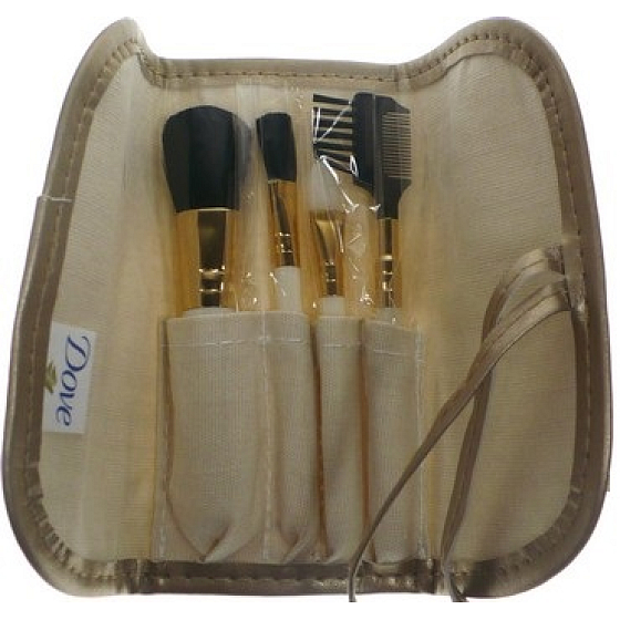 Dove set of make-up brushes in beige-gold cover of 4 pieces