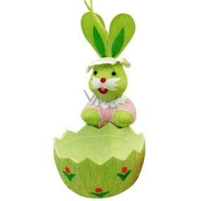 Bunny with a green basket 12 x 6 cm