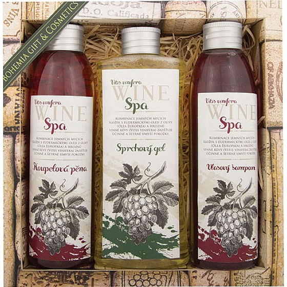 Bohemia Gifts Wine Spa Wine cosmetics Grape oil and vine extract bath foam 200 ml + shower gel 250 ml + shampoo 200 ml, cosmetic set