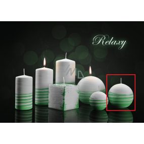 Lima Aromatic Spiral Relaxy Candle White - Green Sphere 80 mm 1 piece