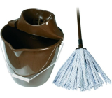 Spokar Cleaning Set Large Bucket, Wringer, Mop Strips Brown