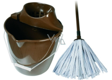 Spokar Cleaning Set Large Bucket, Wringer, Mop Strips Brown