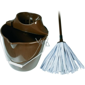 Spokar Cleaning Set Large Bucket, Wringer, Mop Strips Brown