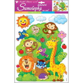 Tree wall stickers with animals plastic 48 x 28 cm