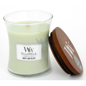 WoodWick Sweet Lime Gelato - Sweet ice cream scented candle with wooden wick and lid glass small 85 g