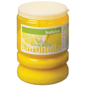 Bolsius Aromatic Citronella repellent scented candle against mosquitoes, in plastic, lemon yellow 65 x 86 mm