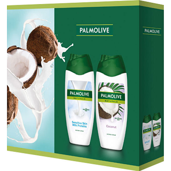 Palmolive Naturals Milk Proteins shower gel 250 ml + Coconut shower gel 250 ml, cosmetic set