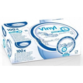 Wimex Hygienic disposable vinyl powder-free white gloves, size L, box of 100 pieces