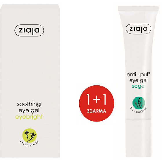 Ziaja Eyebright Soothing Eye Cream for Under Eyes and Eyelids 15 ml + Sage Gel for Under Eyes and Eyelids 15 ml, duopack