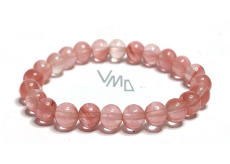 Rose Quartz / Strawberry Quartz Elastic Bracelet Natural Stone, 8 mm Bead / 16 - 17 cm, the Most Perfect Healer