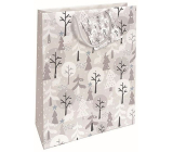 Nekupto Gift paper bag 32,5 x 26 x 13 cm Christmas trees silver