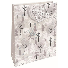 Nekupto Gift paper bag 32,5 x 26 x 13 cm Christmas trees silver