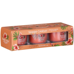 Yankee Candle Tropical Breeze - Tropical Breeze scented votive candle in glass 3 x 37 g, gift set