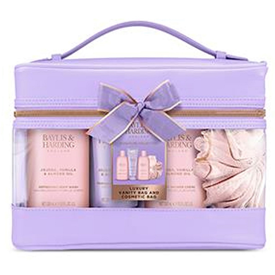 Baylis & Harding Jojoba and Vanilla shower cream 300 ml + body lotion 200 ml + shower gel 300 ml + body sponge, cosmetic set for women