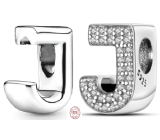 Sterling silver 925 Alphabet letter J, bead for bracelet