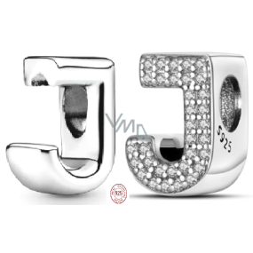 Sterling silver 925 Alphabet letter J, bead for bracelet