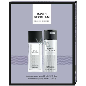 David Beckham Classic Homme perfumed deodorant glass 75 ml + deodorant spray 150 ml, cosmetic set for men
