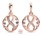 Charm Sterling Silver 925 Infinity Symbol Rose - Mini Medallion, Pendant Bracelet Symbol