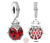 Charm Sterling silver 925 Red ladybug, animal bracelet pendant