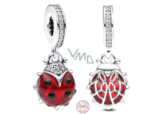 Charm Sterling silver 925 Red ladybug, animal bracelet pendant