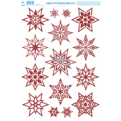 Arch Christmas sticker, window film without adhesive Stars red with glitters 35 x 25 cm