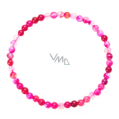 Agate pink banded bracelet elastic natural stone, ball 4 mm / 19 cm