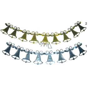 Christmas garland with bells gold, silver 3 m