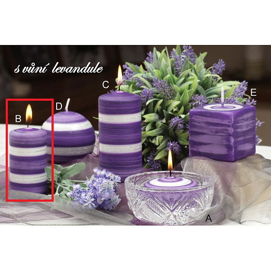 Lima Winter glitter Lavender scented candle cylinder 50 x 100 mm 1 piece