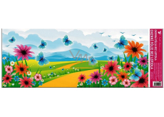 Room Decor Window foil without glue landscape with blue butterfly 60 x 22.5 cm 1 piece