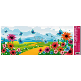 Window film without adhesive landscape with blue butterfly 60 x 22.5 cm 1 piece
