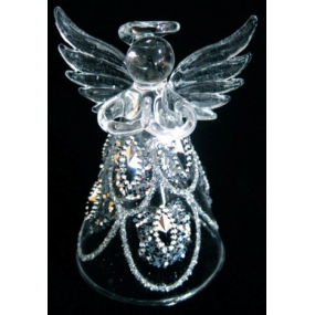 Glass angel with silver decor 8 cm