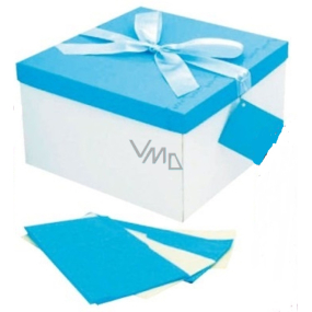 Anděl Folding gift box with ribbon year-round white-blue 22 x 22 x 13 cm